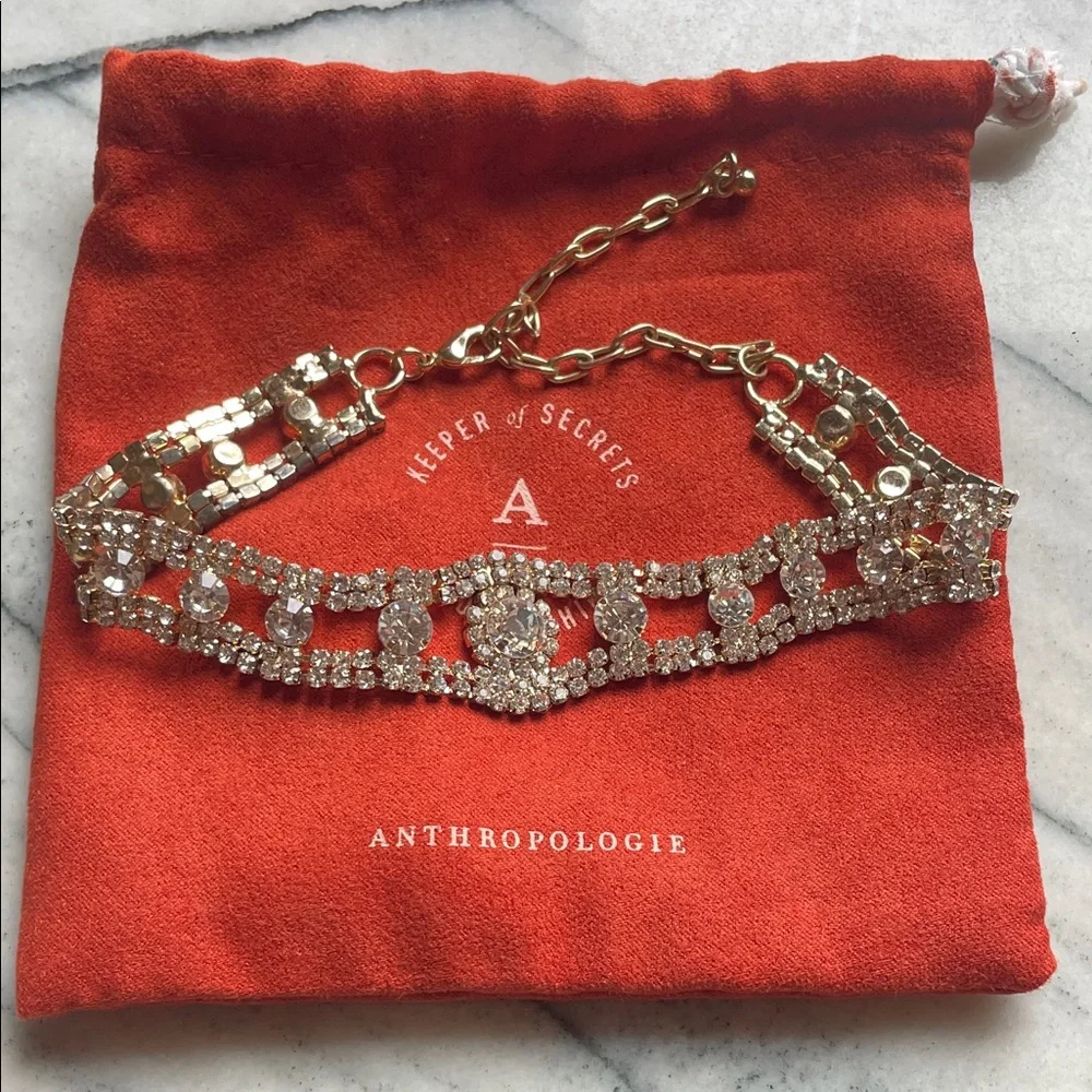 Anthropologie Gold and Silver Crystal Choker/Necklace - Picture 1 of 3